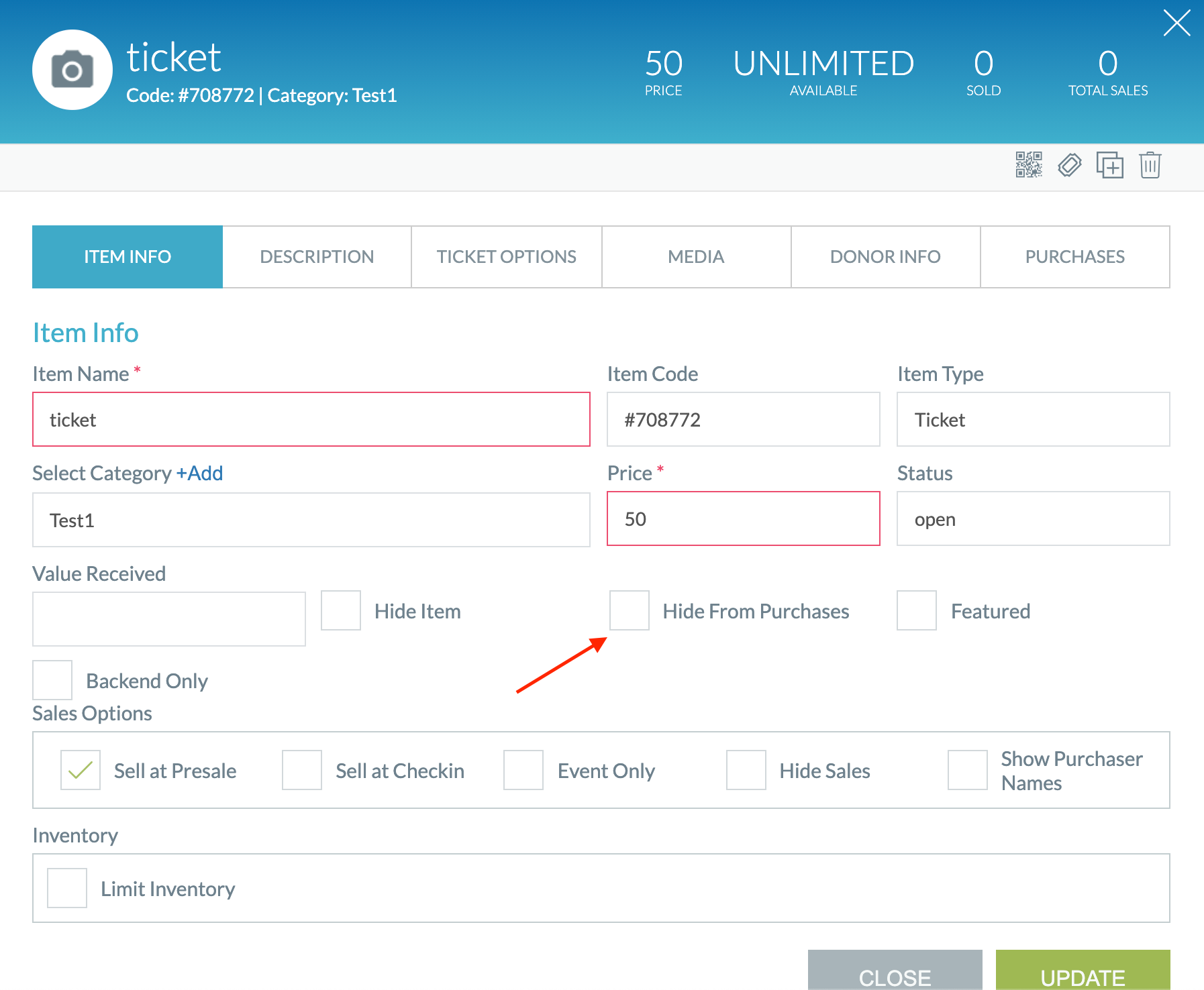 How to hide purchases from the bidder dashboard